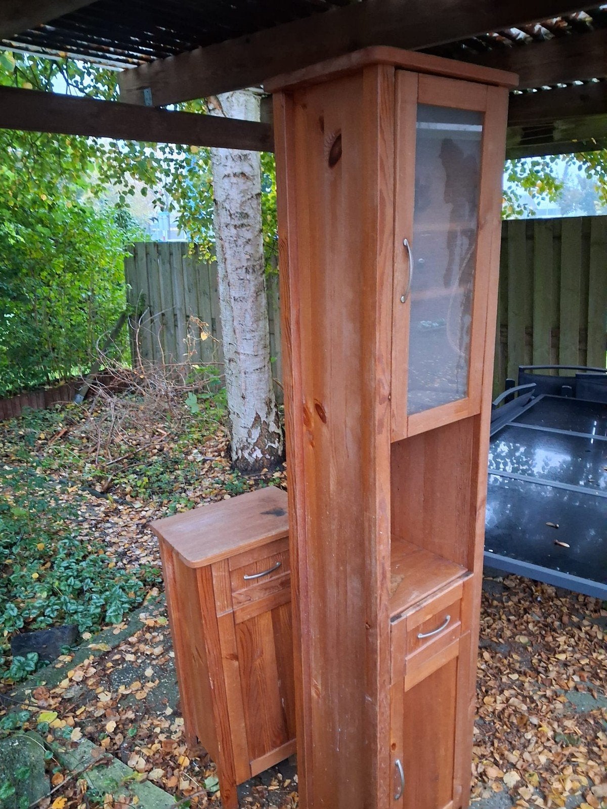 Houten badkamerkast en ladekastje, Ophalen, Gebruikt