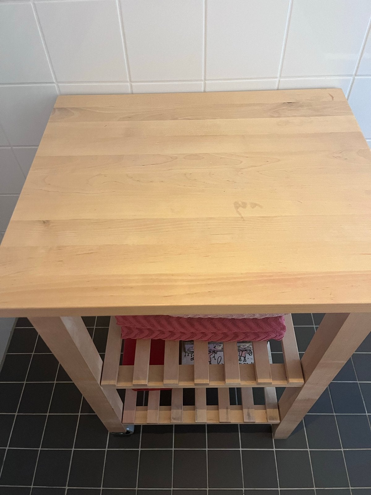 Houten bijzettafel/trolley met wieltjes, Huis en Inrichting, Ophalen, Gebruikt