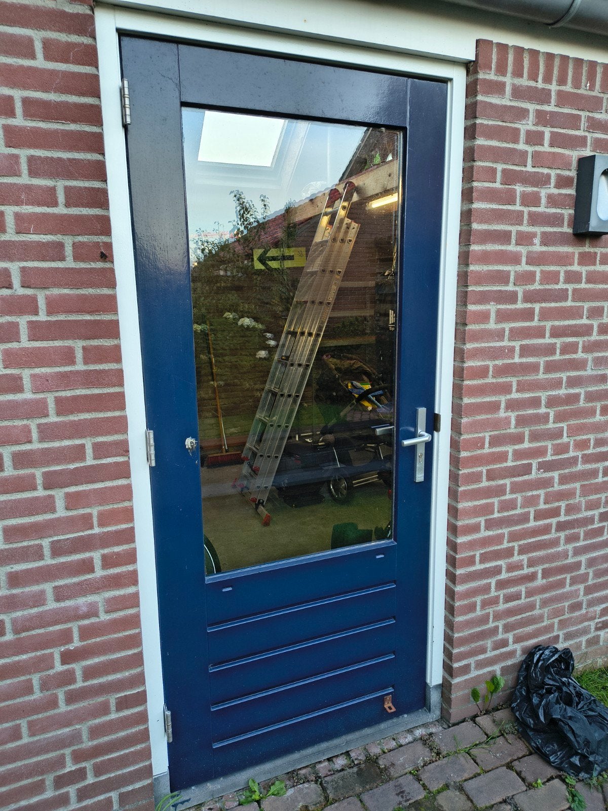 Hardhouten Buitendeur met Dubbelglas - 92,6x211 cm, Ophalen, Gebruikt, 80 tot 100 cm, Buitendeur