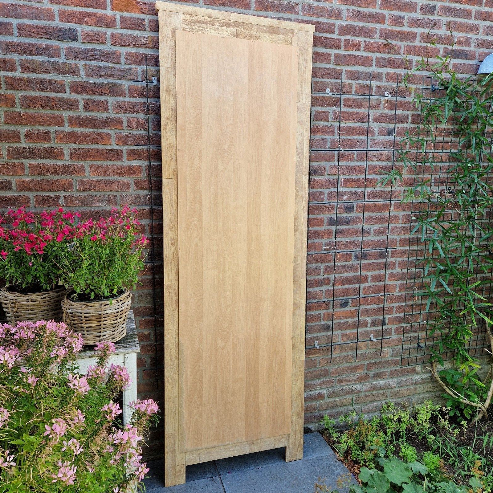 Zware spiegel van Aziatisch hardhout, gezandstraald, Antiek en Kunst, Ophalen, Rechthoekig