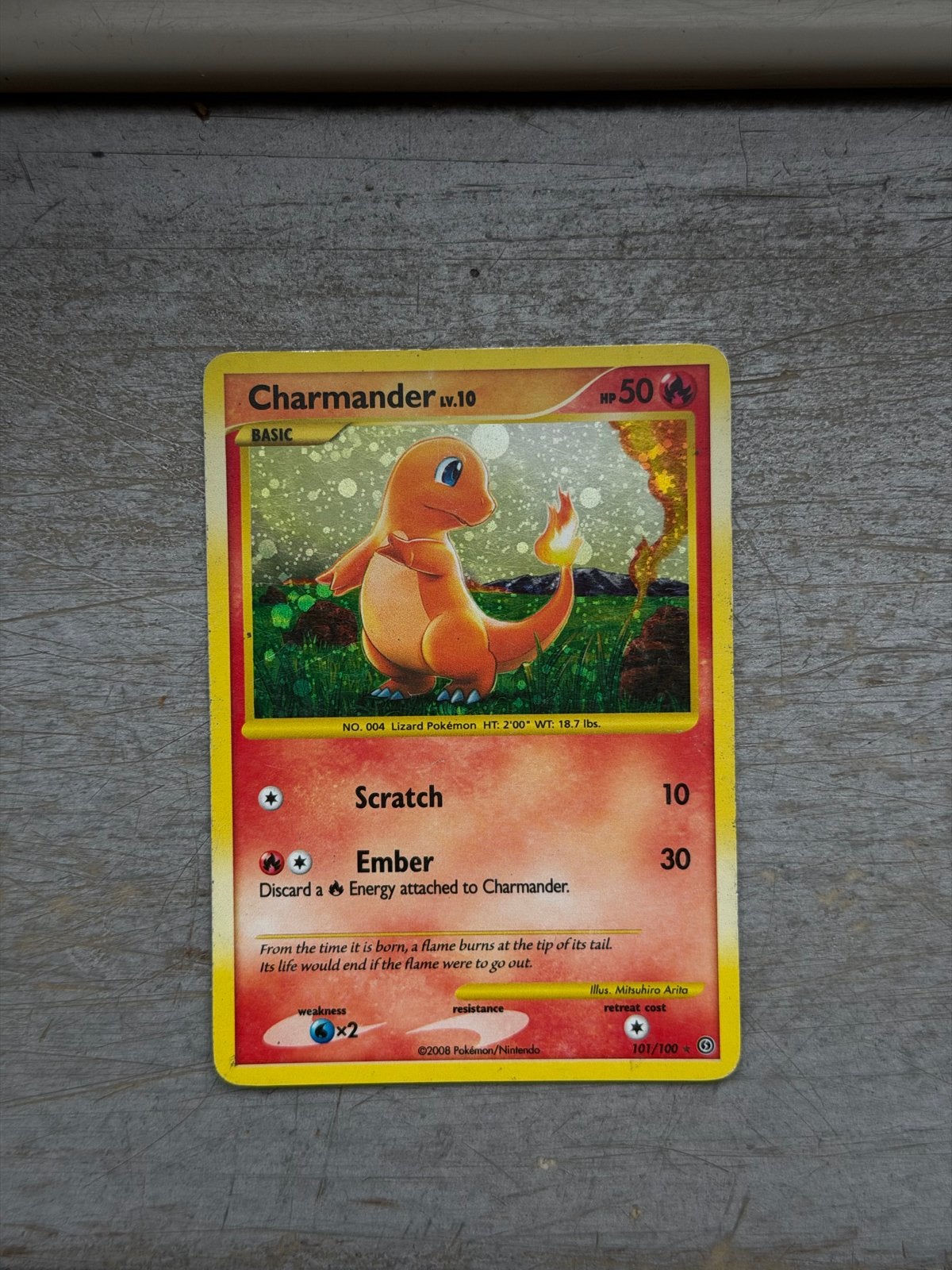 Charmander Pokémon kaart LV.10 - Basic - 2008, Ophalen, Gebruikt, Losse kaart