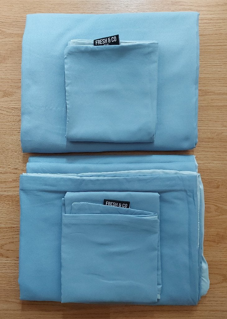 2 stuks 1-persoons dekbedovertrek blauw van Fresh & Co, Eenpersoons, Blauw, Dekbedovertrek, Nieuw
