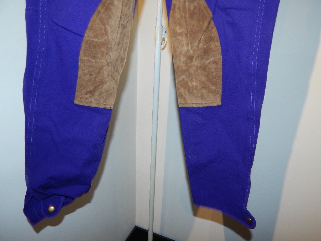 Ralph Lauren paarse ruiter broek bruine been lappen 12/42, Verzenden, Paars, Maat 42/44 (L), Ralph Lauren