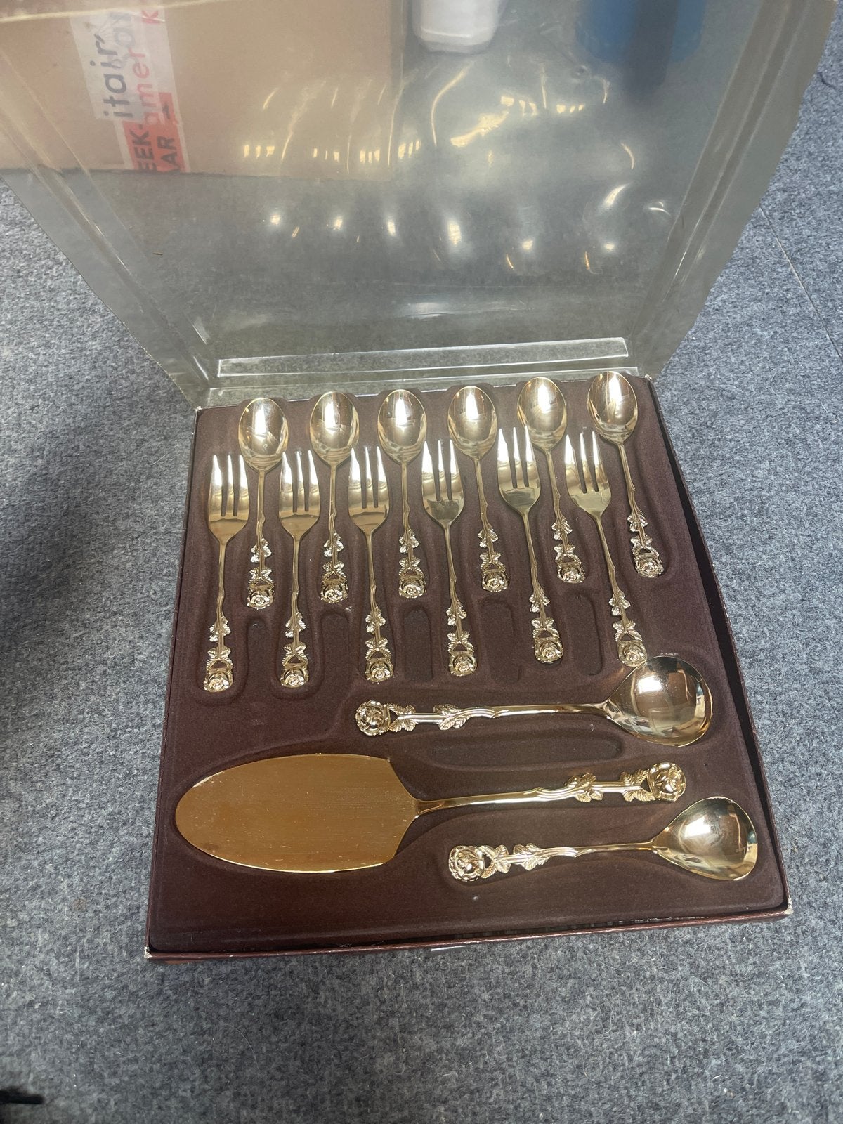 Vintage Bestekset Goudkleurig met Rozenmotief, Ophalen of Verzenden