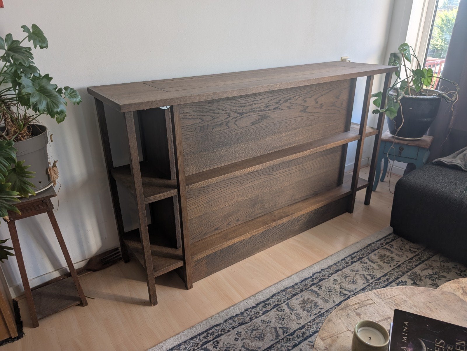 Massief houten kast met tv-lift - 178x101x48cm, Ophalen, Gebruikt, 150 tot 200 cm, Minder dan 100 cm