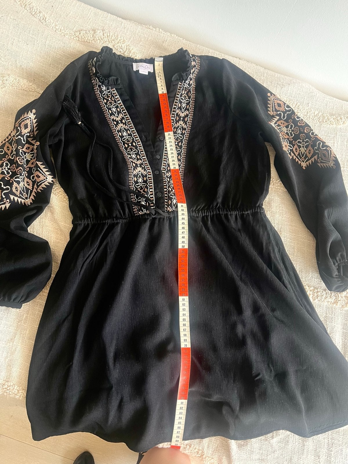 Zwart jurkje met borduursel - Cotton Club, Kleding | Dames, Jurken, Zwart, Maat 46/48 (XL) of groter, Ophalen of Verzenden, Zo goed als nieuw