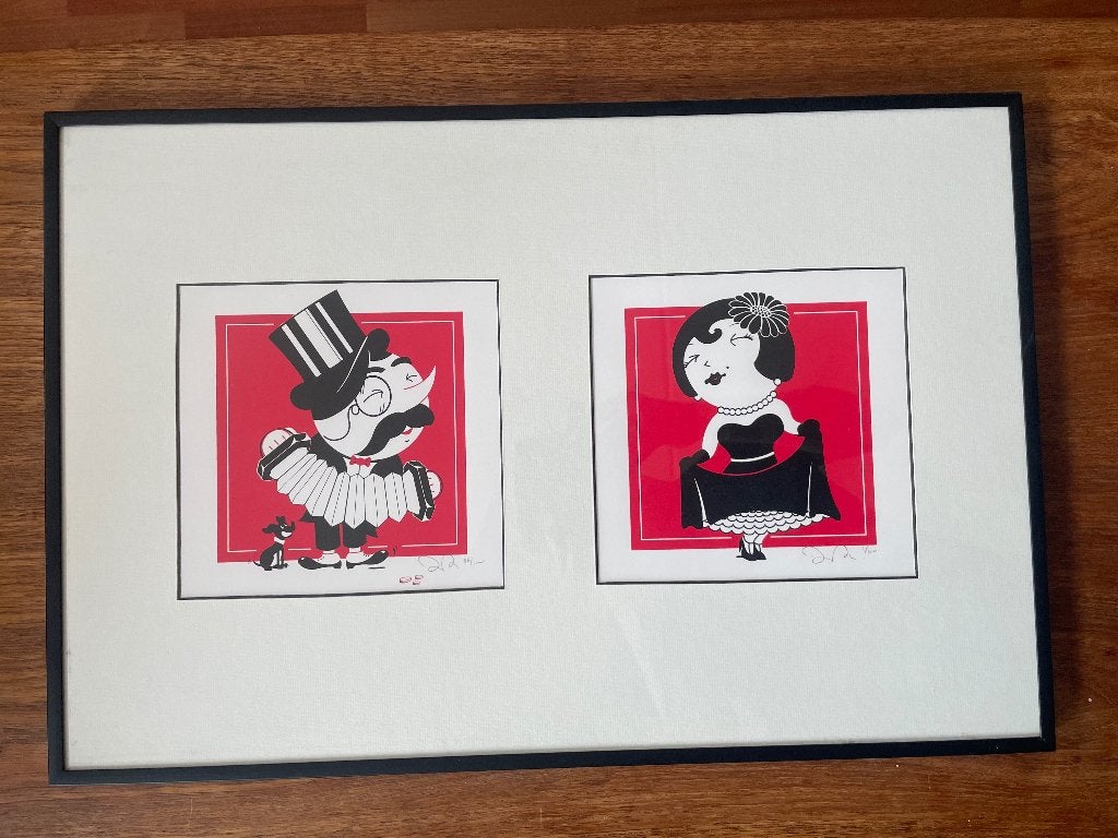 2 zeefdrukken 1 lijst oplage 1/100 en 86/100, Gelimiteerde oplage, Ophalen of Verzenden, Zeefdruk