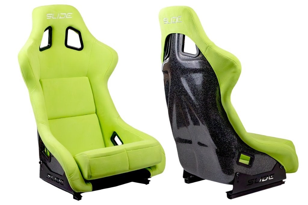Slide KS2 Kuipstoel groen suede alcantara regenboog glitter