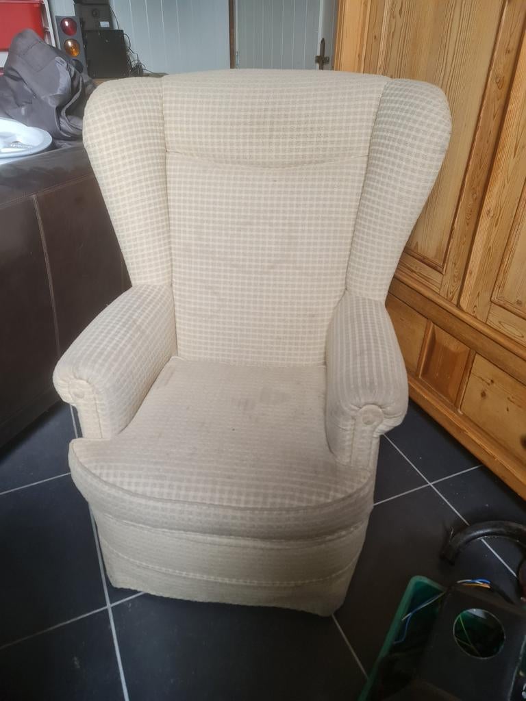 2x Fauteuil en 1x poef, Ophalen, 75 tot 100 cm, Stof, 50 tot 75 cm