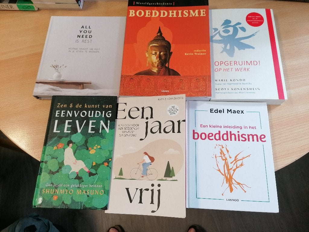 6-ZES BOEKEN SAMEN jaar vrij vier seizoenen rust eenvoudig, Ophalen of Verzenden, Zo goed als nieuw, Marie Kondo Scott Sonenshein Edel Maex Hoenderdos Shunmyo Masuno