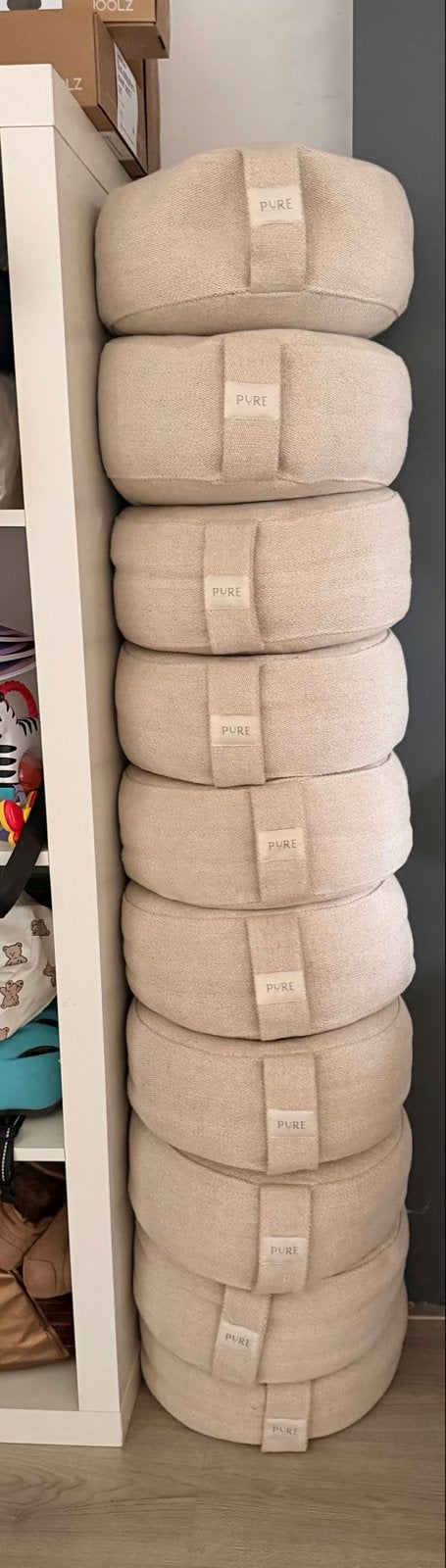 10x Jute Meditatiekussens Beige van ‘Pure’, Sport en Fitness, Yoga en Pilates, Ophalen of Verzenden, Zo goed als nieuw