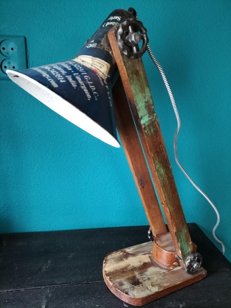 Industriële tafellamp 55 cm, Gebruikt, Met schakelaar, 55 cm, E27 (groot)