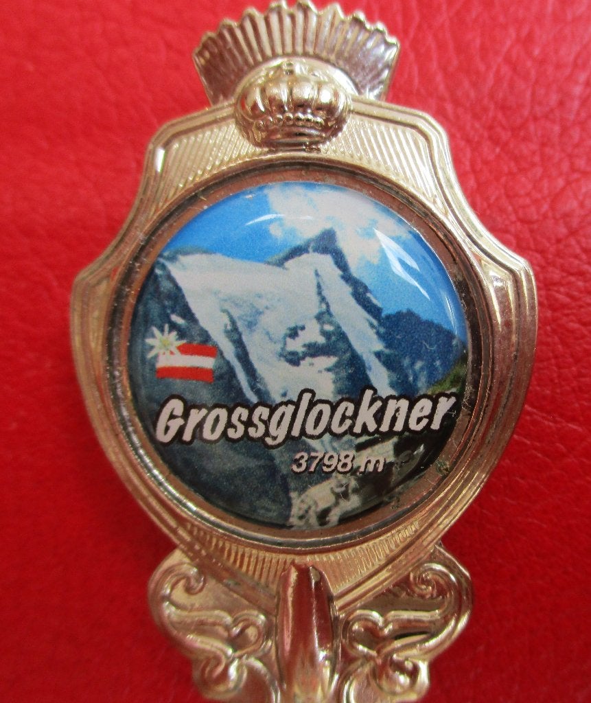 souvenirlepeltje Grossglockner gebergte berg oostenrijk, Ophalen of Verzenden, Zo goed als nieuw, Porselein, Bestek