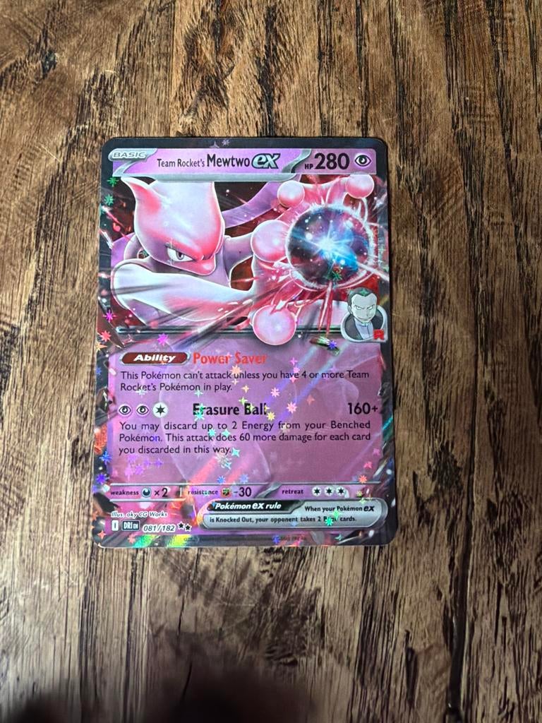 Team Rocket's Mewtwo EX 081/182 Pokemon Kaart, Ophalen of Verzenden, Nieuw, Losse kaart