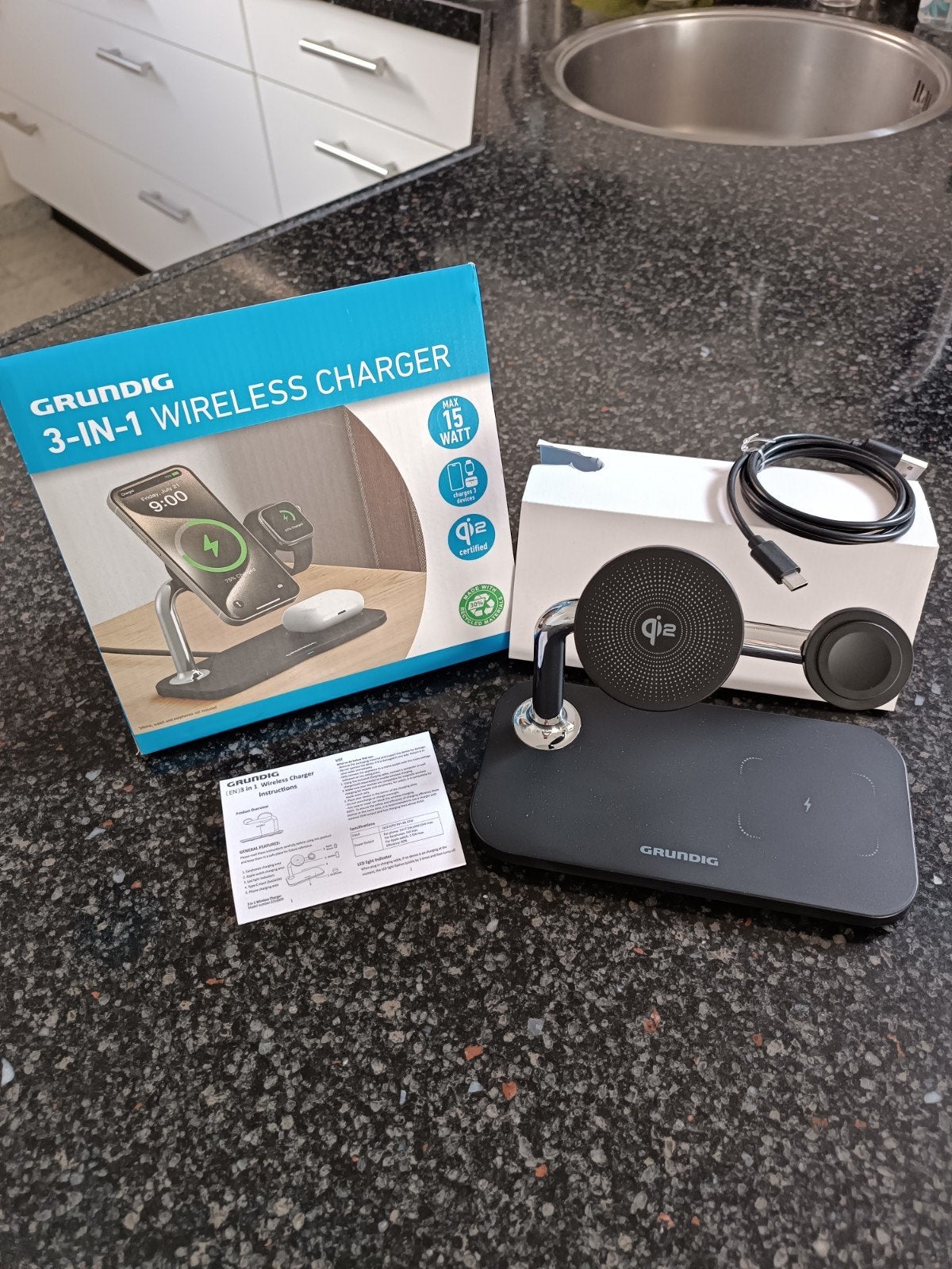 Grundig 3-in-1 Wireless Charger, Ophalen of Verzenden, Nieuw