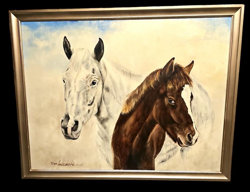 Schilderij met twee paarden, Ophalen of Verzenden