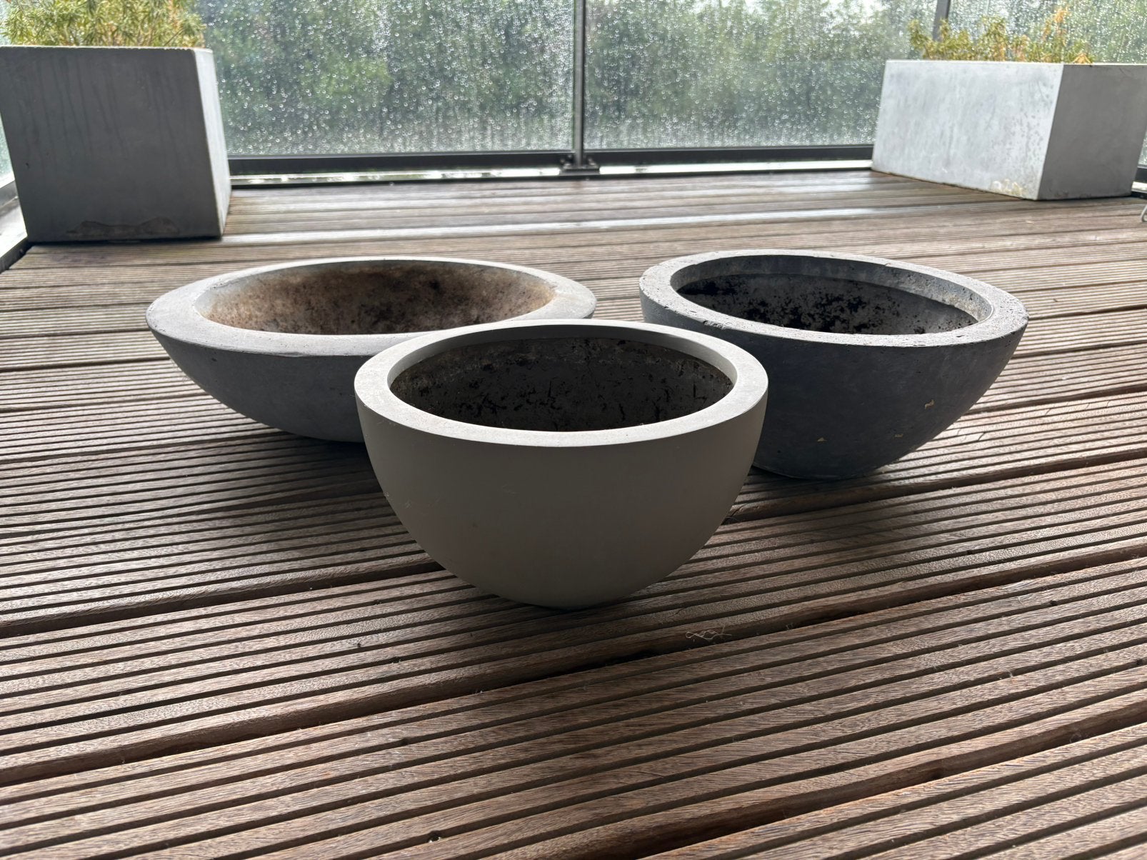 3 x bloempotten, Ophalen, Gebruikt, Rond, Aardewerk
