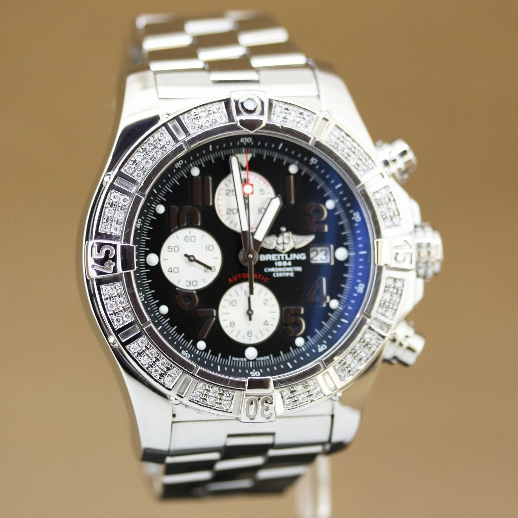 Breitling Super Avenger A13370 Diamant, Staal, Gebruikt, Staal, Breitling