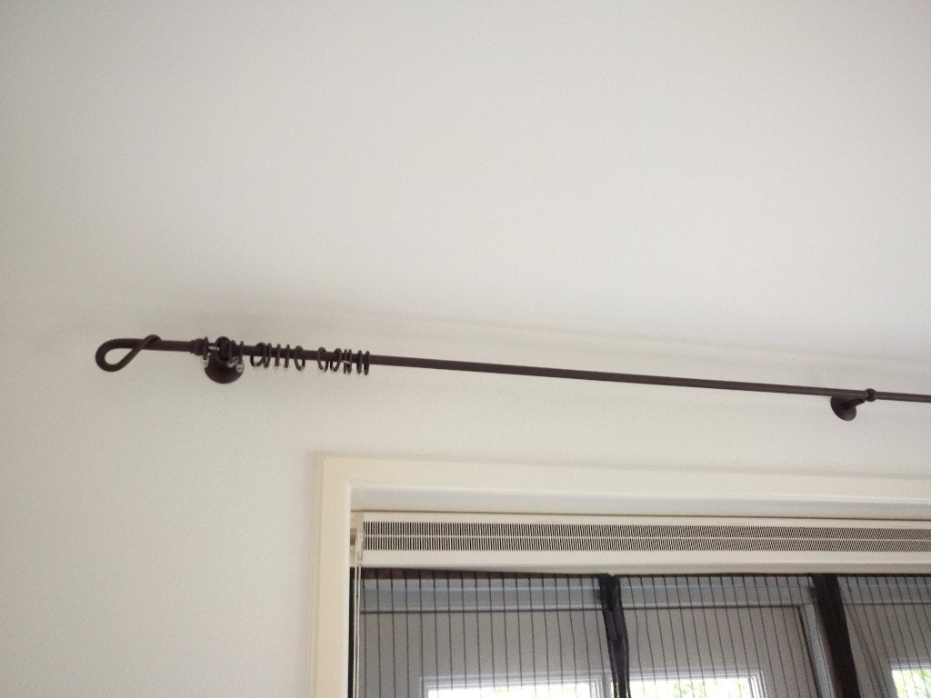 Donkerbruine metalen gordijn roede 2.49 m, Ophalen, Gordijn
