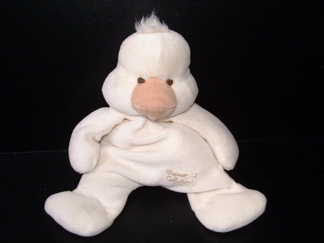 TIAMO EEND VELOURS WIT MET BEIGE SNAVEL BRUIN GEBORDUURDE, Verzenden, Nieuw, Eend