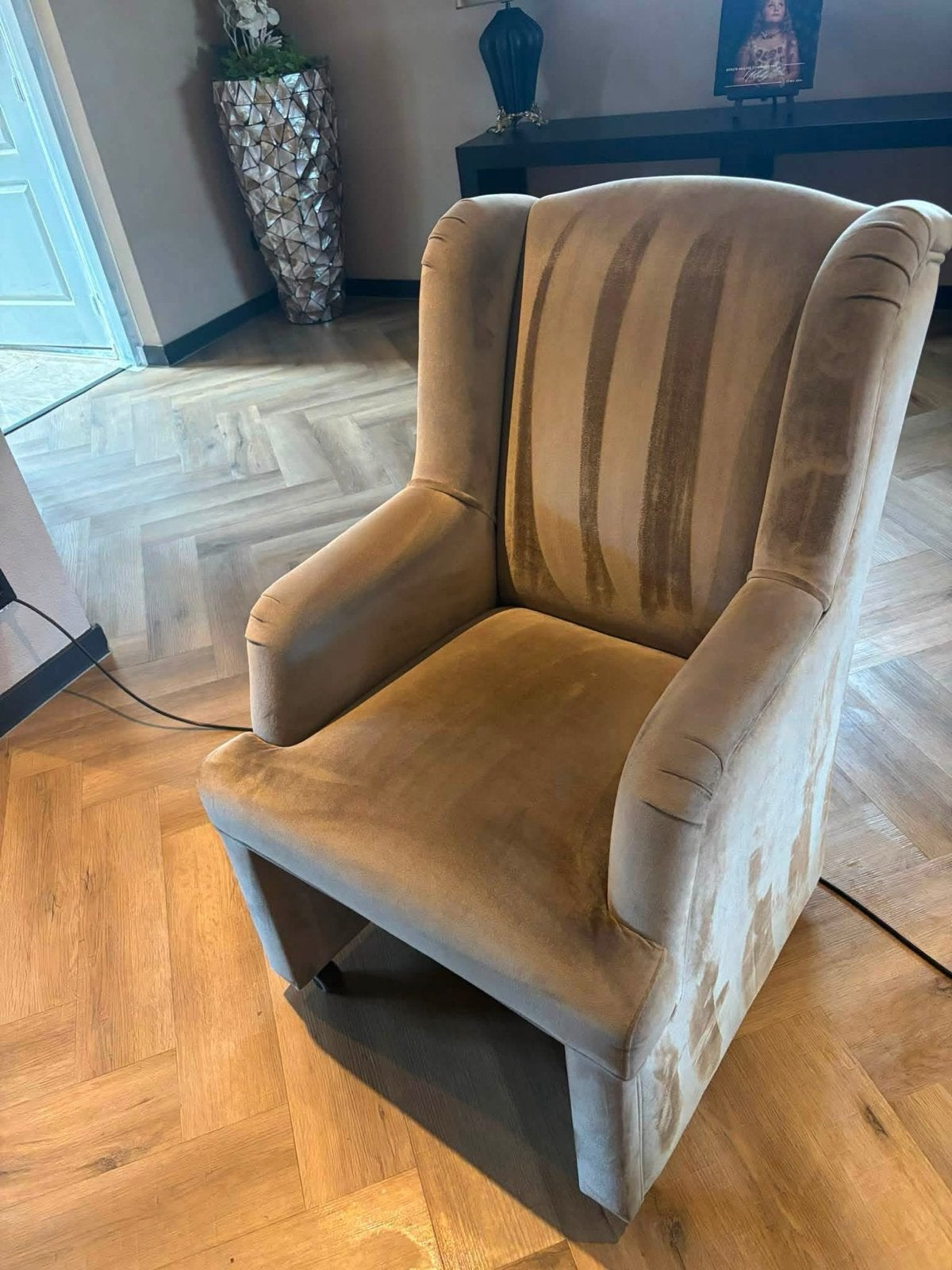 Luxe eetkamerstoelen met armleuning - set van 6, Overige kleuren, Ophalen of Verzenden, Zo goed als nieuw, Stof