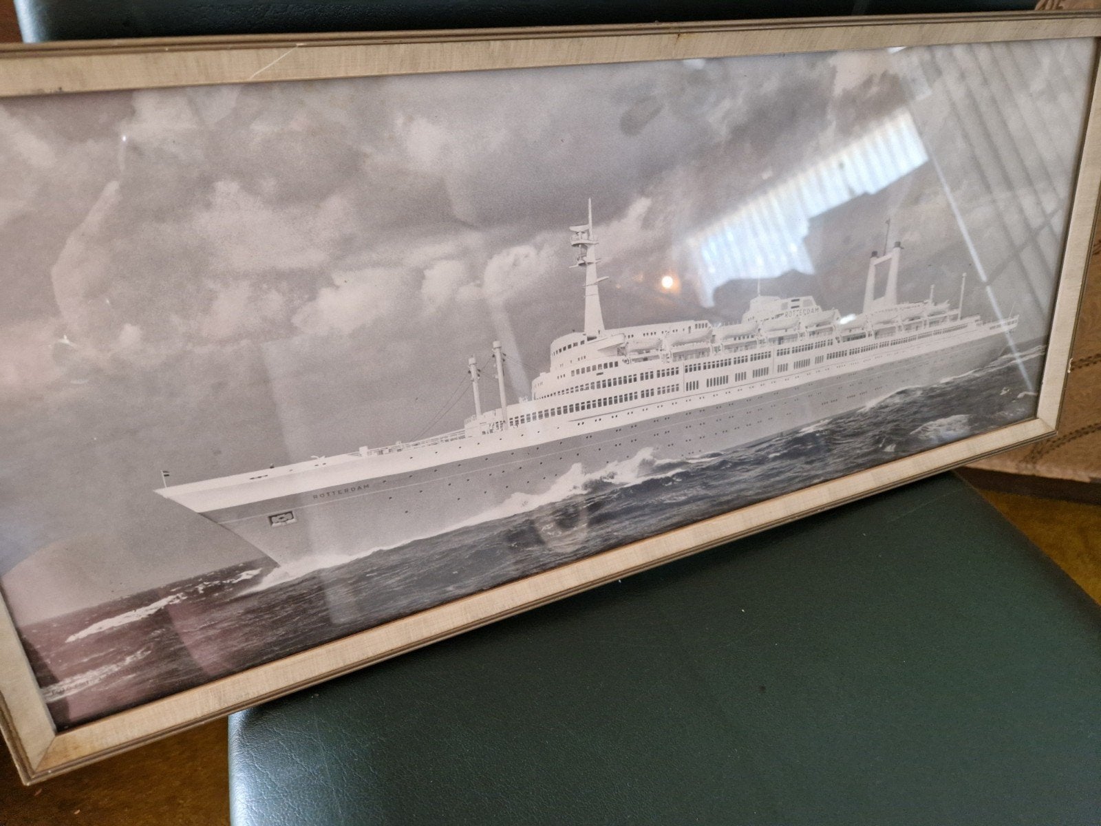Foto-reproductie mailschip "ROTTERDAM" Holland-Amerika Lijn, Verzamelen, Foto's en Prenten, Ophalen, Gebruikt, Foto, 1940 tot 1960