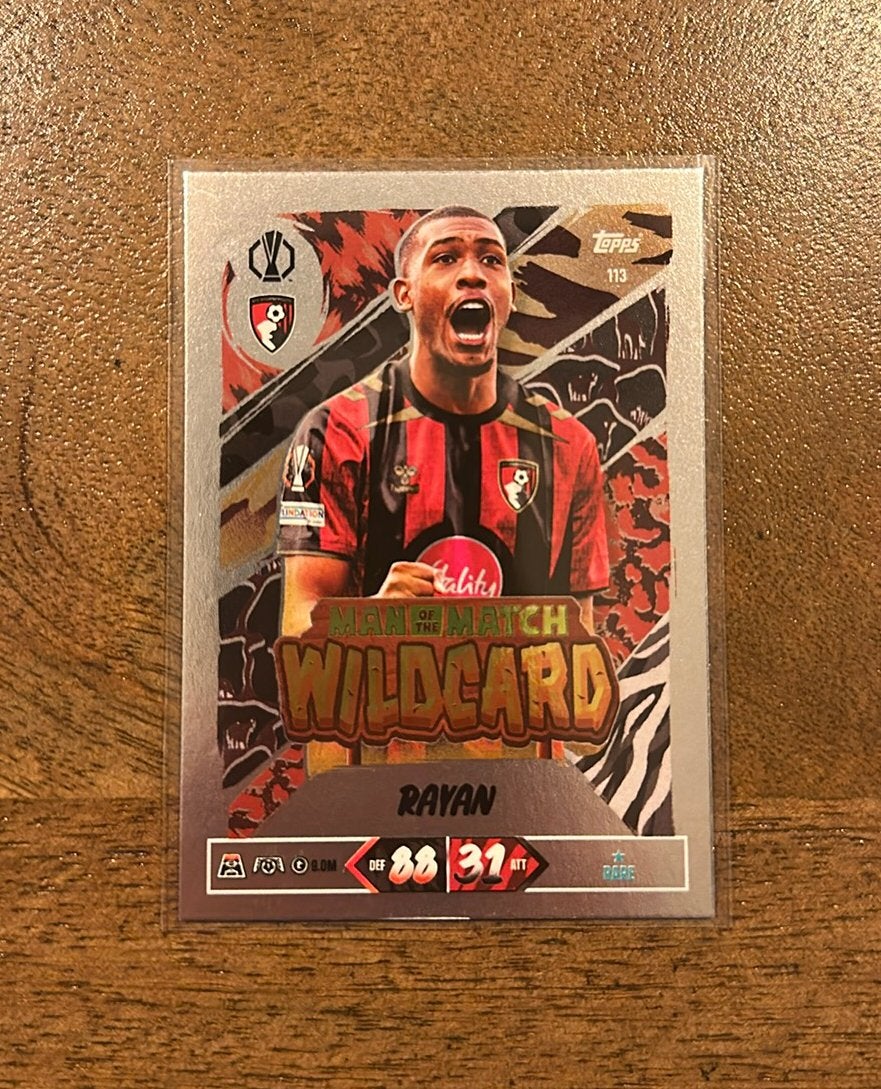 RAYAN - MAN OF THE MATCH WILDCARD - TOPPS MATCH ATTAX, Ophalen of Verzenden, Zo goed als nieuw, Buitenlandse clubs, Spelerskaart