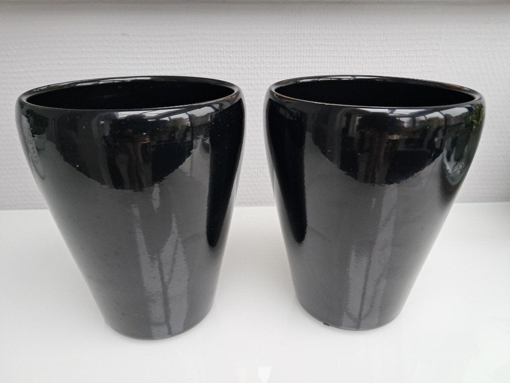 2x Bloempot Zwart voor Orchidee NIEUW, Rond, Nieuw, Ophalen of Verzenden, Aardewerk