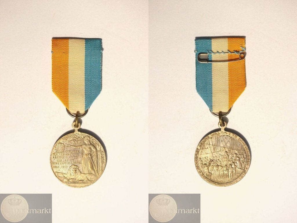 Draagpenning 1913 'Eeuwfeest Nederlandse Onafhankelijkheid', Ophalen of Verzenden, Brons, Nederland