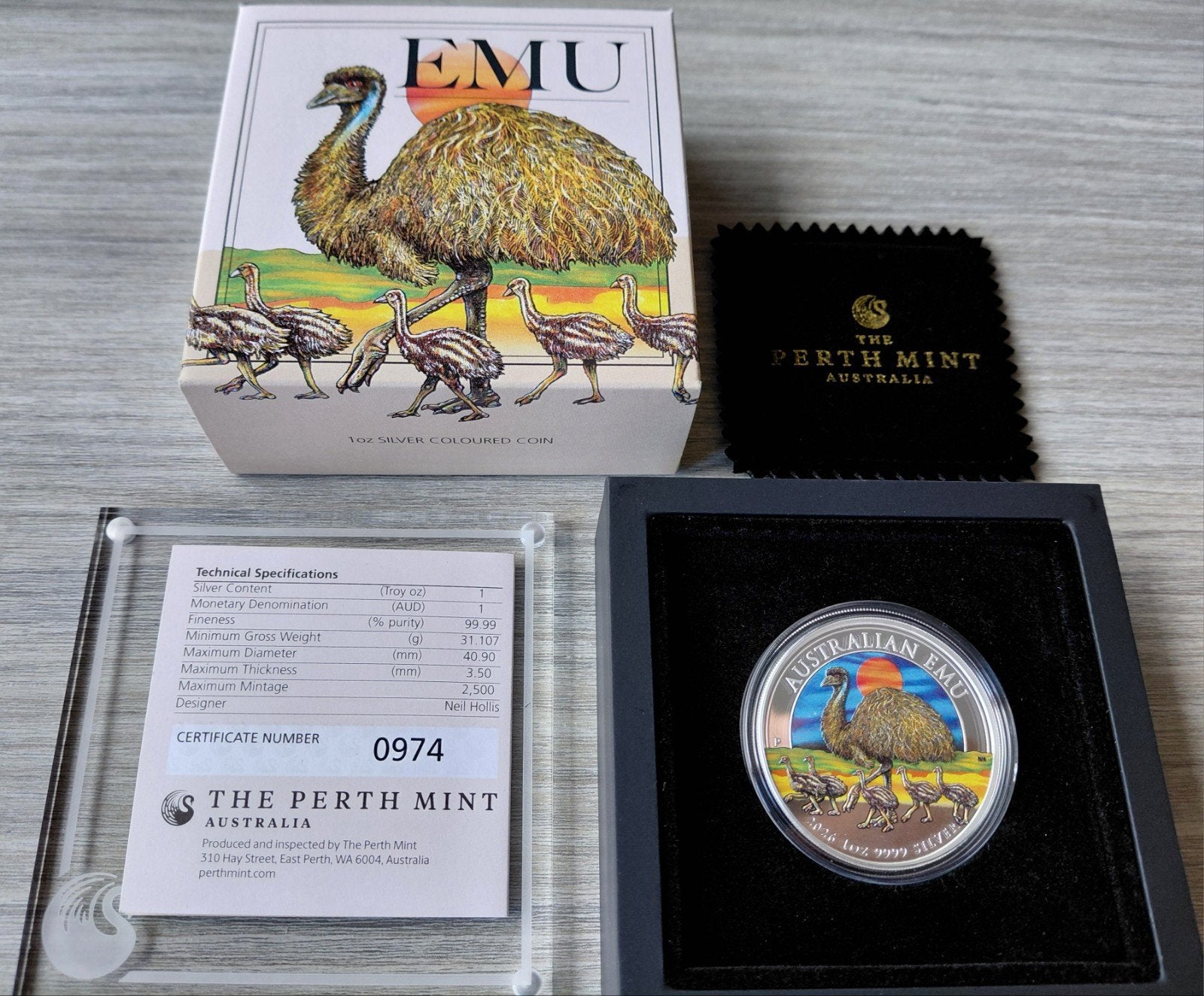 2026 Australian Emu 1oz 0.999 Zilver Perth Mint 2500 oplage, Ophalen of Verzenden, Zilver