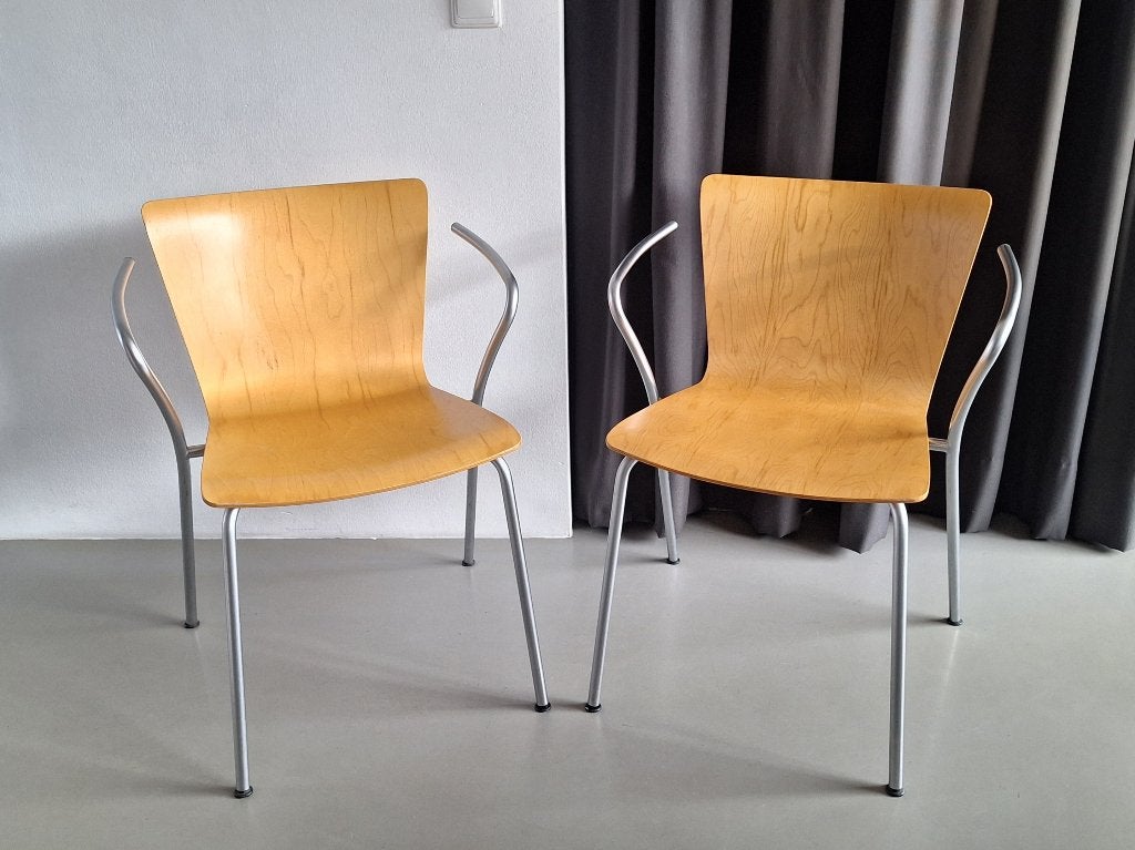 paar Fritz Hansen Vico Duo stoelen Magistretti design stoel, Ophalen, Vintage design, Twee, Bruin