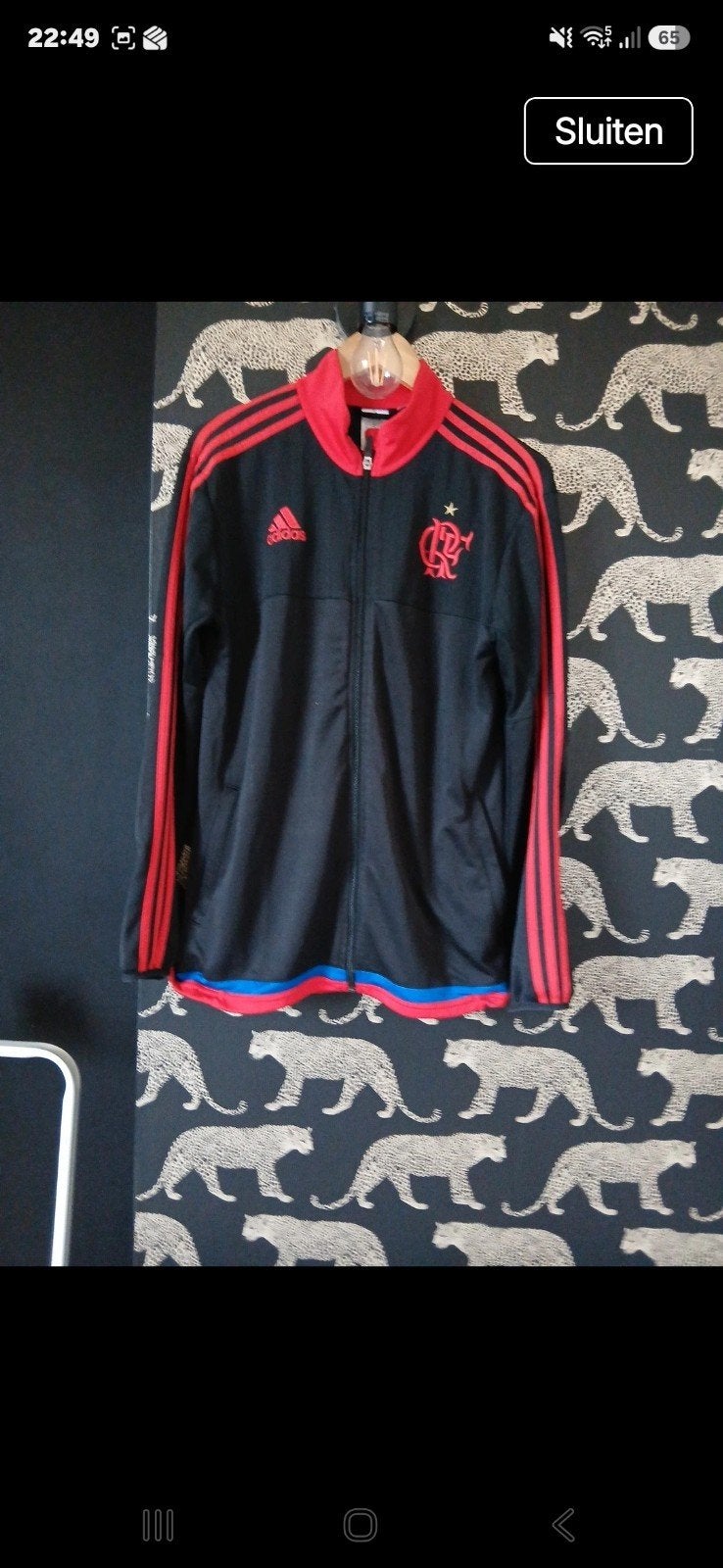 Adidas Flamengo trainingsjack 2015 XL - Weinig gedragen, Zwart, Maat 56/58 (XL), Ophalen of Verzenden, Zo goed als nieuw