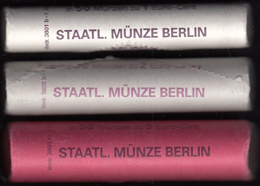 Duitsland 1, 2 en 5 cent 2002 A in complete rollen UNC, Postzegels en Munten, Munten | Europa | Euromunten, Ophalen of Verzenden