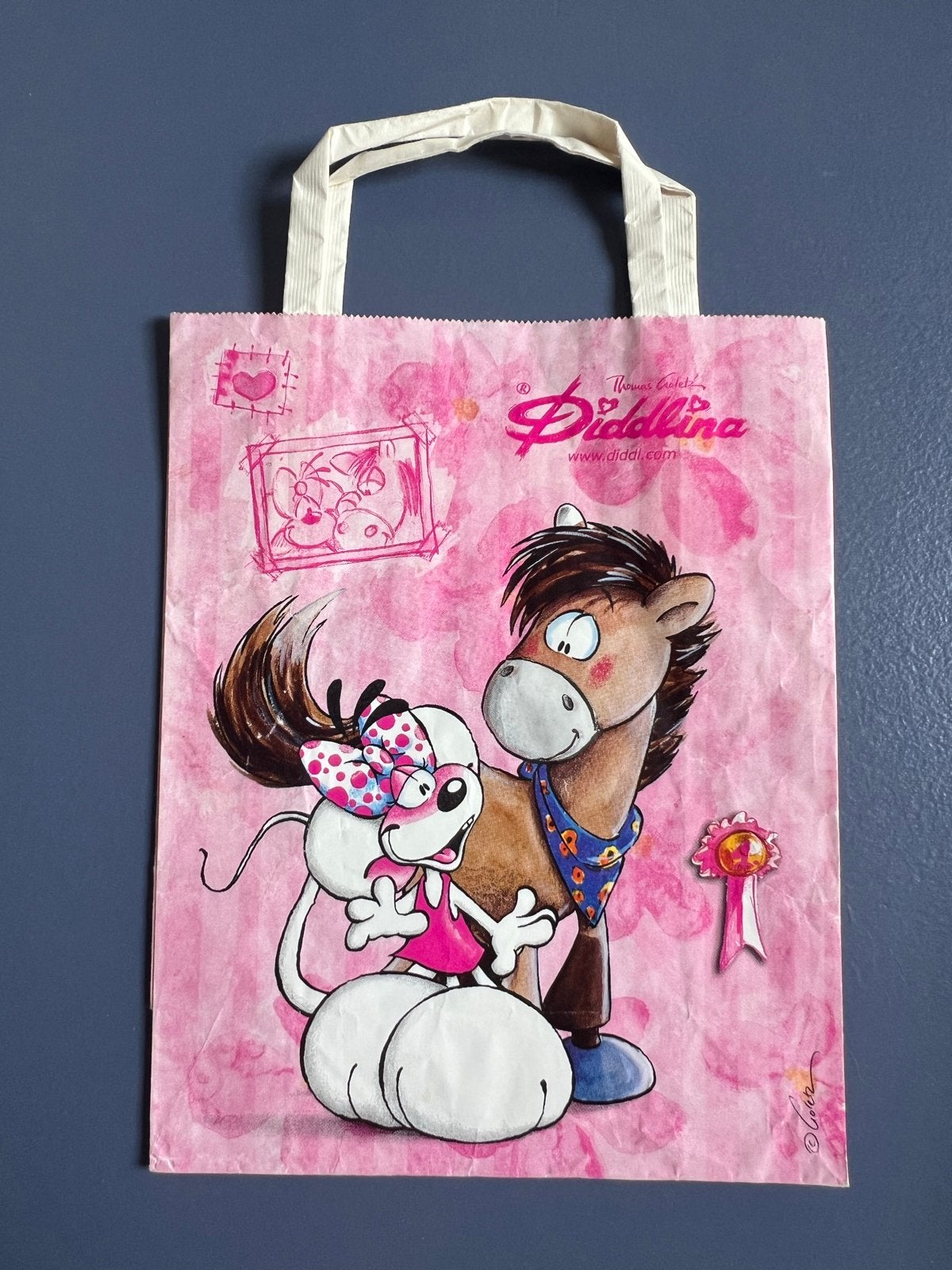Diddlina & Galupy papieren tasje - Roze Diddl verzamelitem, Ophalen of Verzenden, Verschillende figuren, Gebruikt, Tas, Koffer of Zak