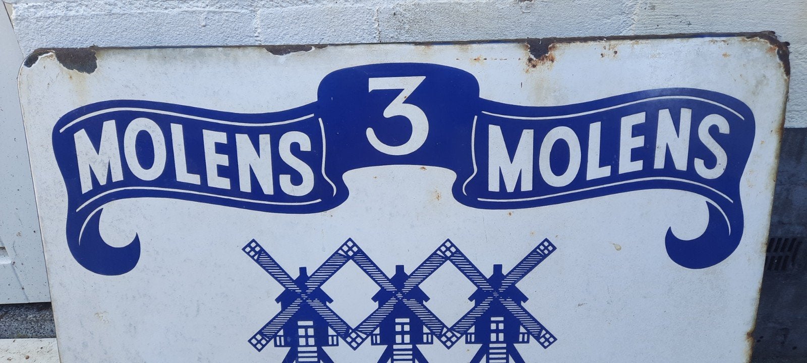 Vintage Molens 3 Molens Emaille Reclamebord Pudding Haver, Ophalen of Verzenden