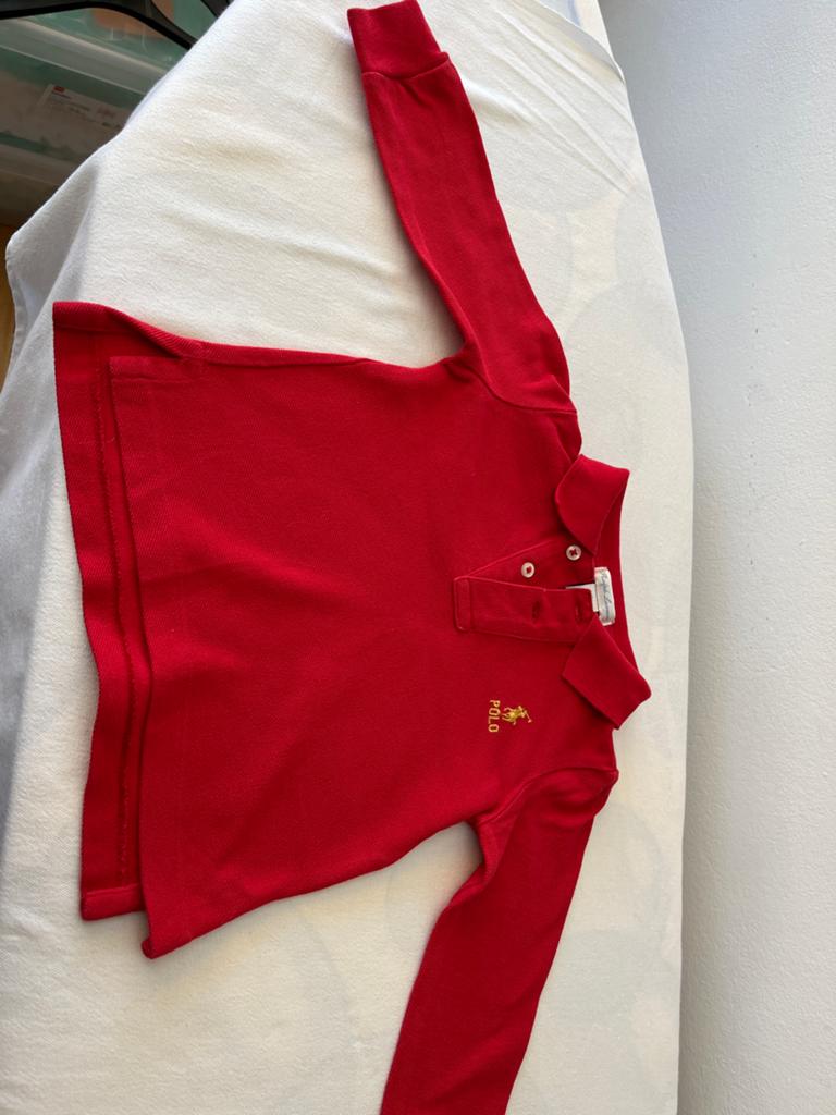 Ralph Lauren Polo shirt rood 12M, Ophalen of Verzenden, Zo goed als nieuw, Jongetje of Meisje