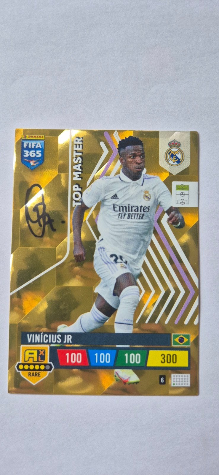 Panini FIFA 365 Vinicius Jr Gouden kaart met handtekening, Ophalen of Verzenden, Nieuw, Poster, Plaatje of Sticker