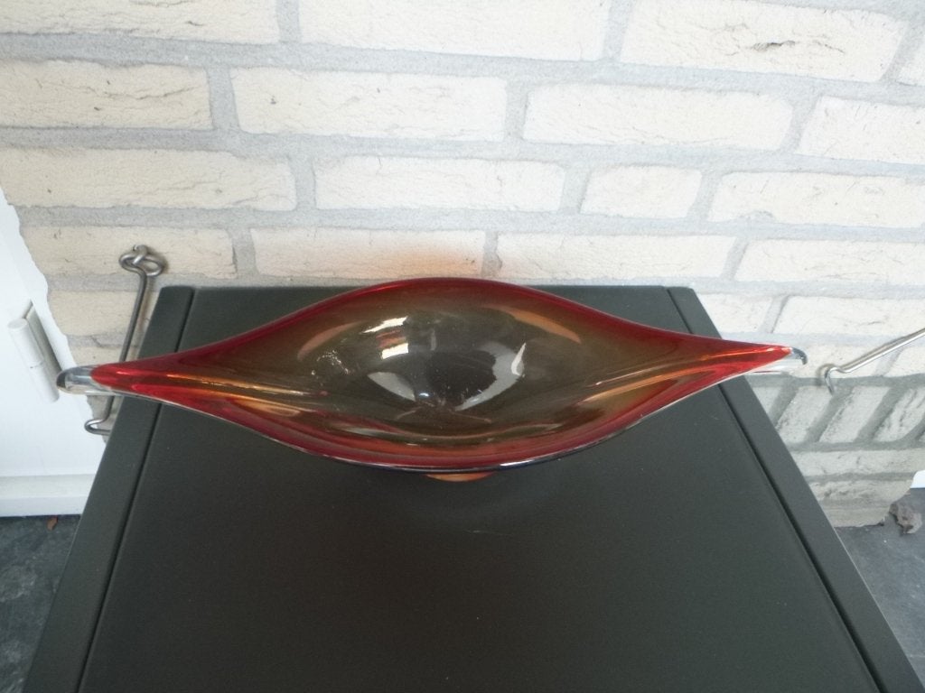 oude schaal van glas in de kleur rood, Ophalen of Verzenden, Huis en Inrichting