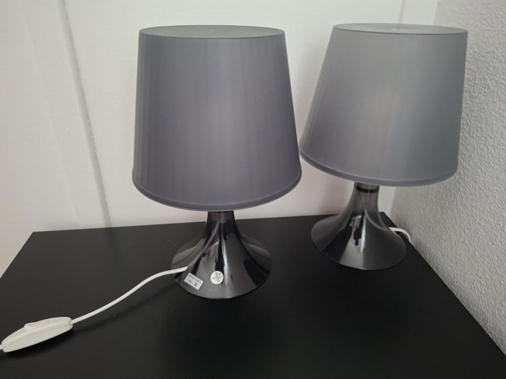 Set van 2 moderne tafellampen met grijze kap, Ophalen, Zo goed als nieuw, Modern, Minder dan 50 cm