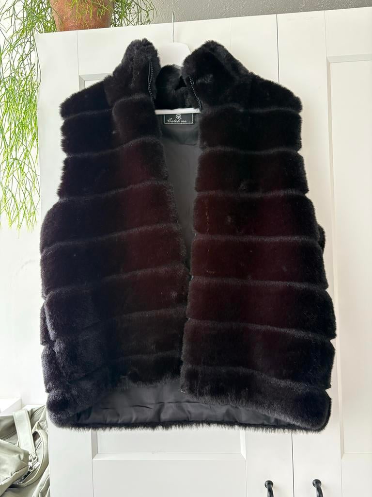 Zwarte Faux Fur Bodywarmer / Gilet - Zo goed als nieuw, Ophalen of Verzenden, Zo goed als nieuw, Maat 38/40 (M), Zwart