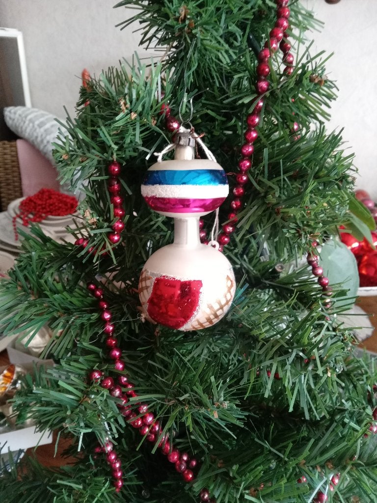 erstbal 9 prachtig oudere kerstbal model dubbele bol, Diversen, Kerst, Ophalen of Verzenden, Gebruikt