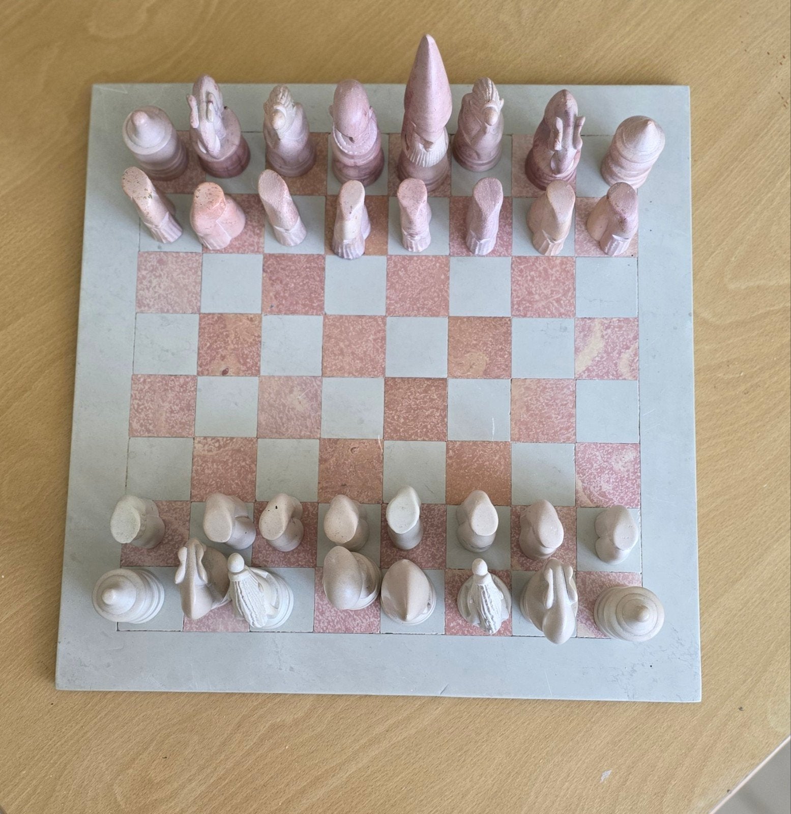 Keniaans zeepstenen schaakspel - Handgemaakt, Een of twee spelers, Ophalen, Gebruikt