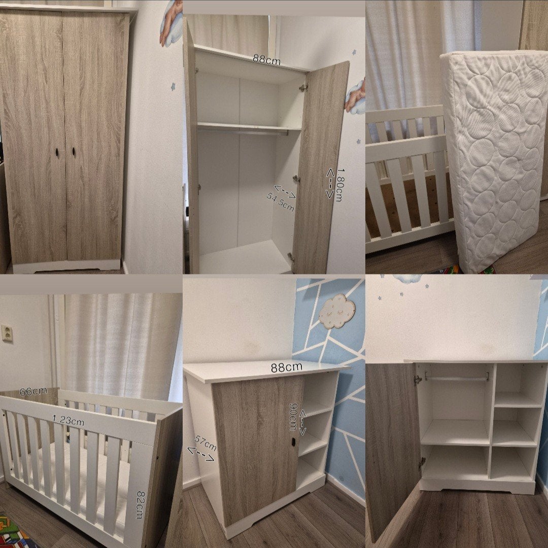 Complete babykamer - ledikant met matras, kast & commode, Ophalen, Zo goed als nieuw, Jongetje of Meisje