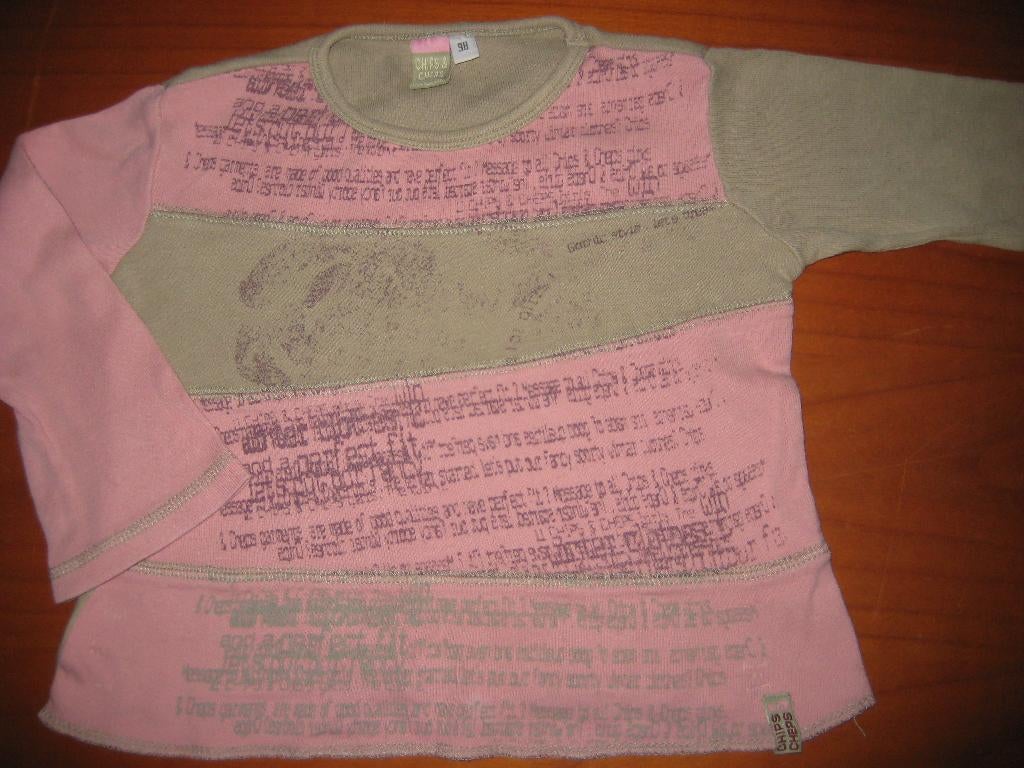 Roze/khaki shirt, 98, Chips + Cheps (215), Ophalen of Verzenden, Zo goed als nieuw, Meisje, Shirt of Longsleeve