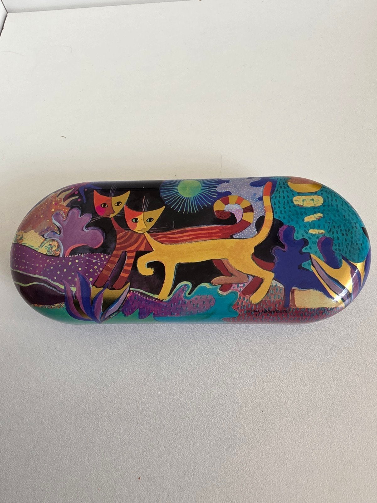 Unieke brillenkoker met kattenprint - Kleurrijk en stijlvol, Overige merken, Overige kleuren, Ophalen of Verzenden, Zo goed als nieuw