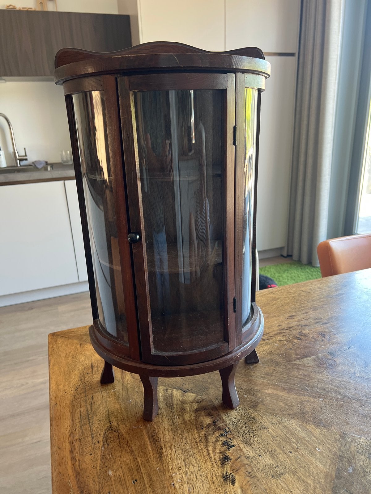 Antieke Vitrinekastje - Hout met Glazen Deuren, Antiek en Kunst, Ophalen