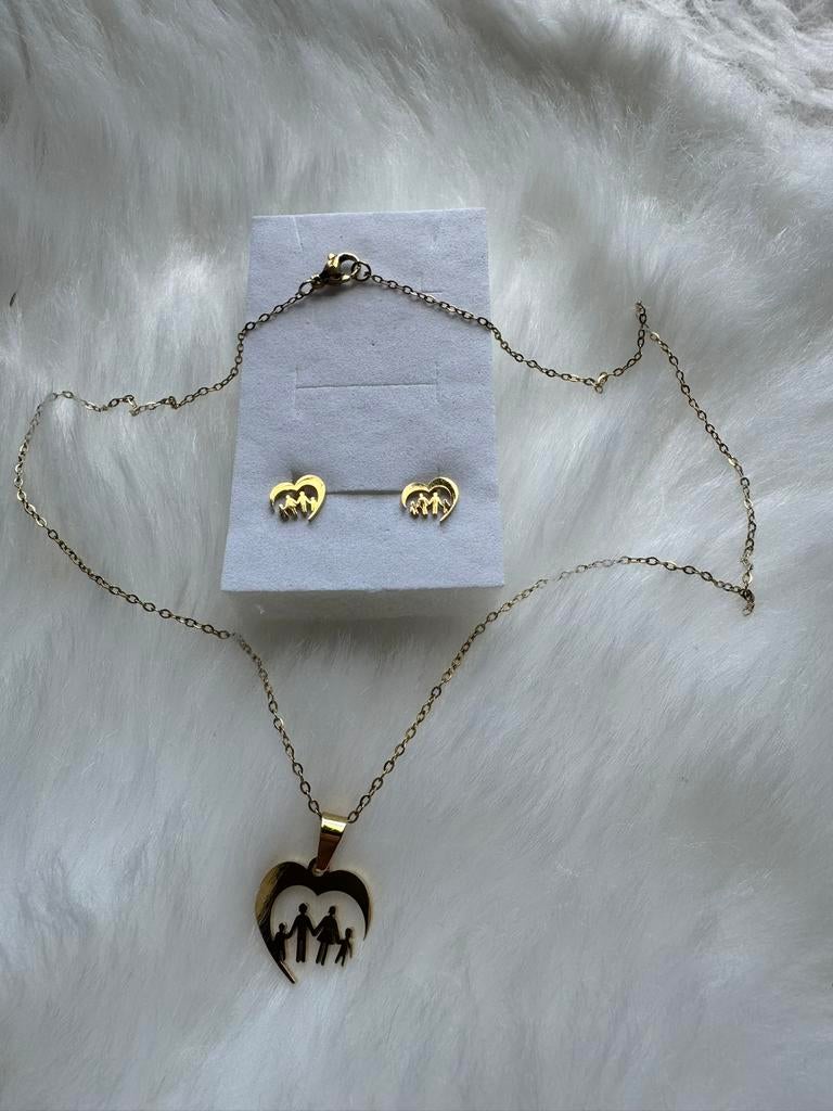Gold plated Ketting en Oorbellen, Sieraden, Tassen en Uiterlijk, Kettingen, Met hanger, Nieuw, Ophalen of Verzenden, Steen of Mineraal