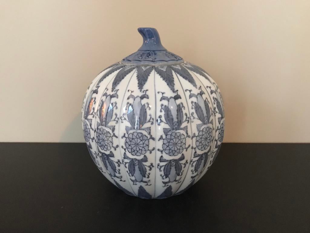 Vintage Chinese porseleinen blauw-witte gemberpot, Ophalen of Verzenden