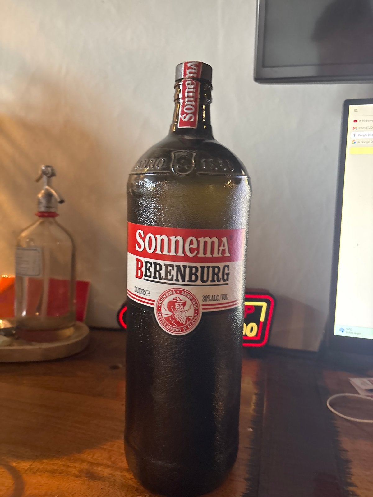 Grote 3 literfles Sonnema Berenburg (leeg), Ophalen of Verzenden, Gebruikt