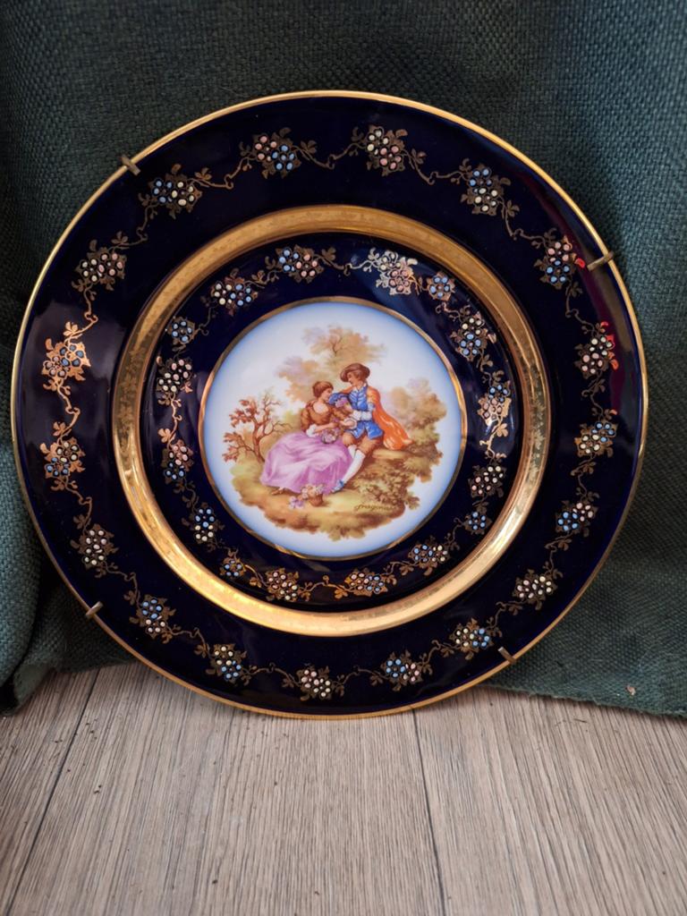 Decoratieve wandbord, Limoges porselein, Fragonard scène, Ophalen of Verzenden